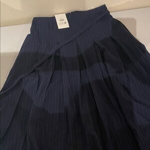 Elegant Navy Pinstripe A-Line Skirt